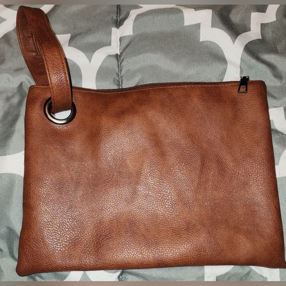 no brand Bags Large Brown Leather Wristletmakeup Bag Poshmark